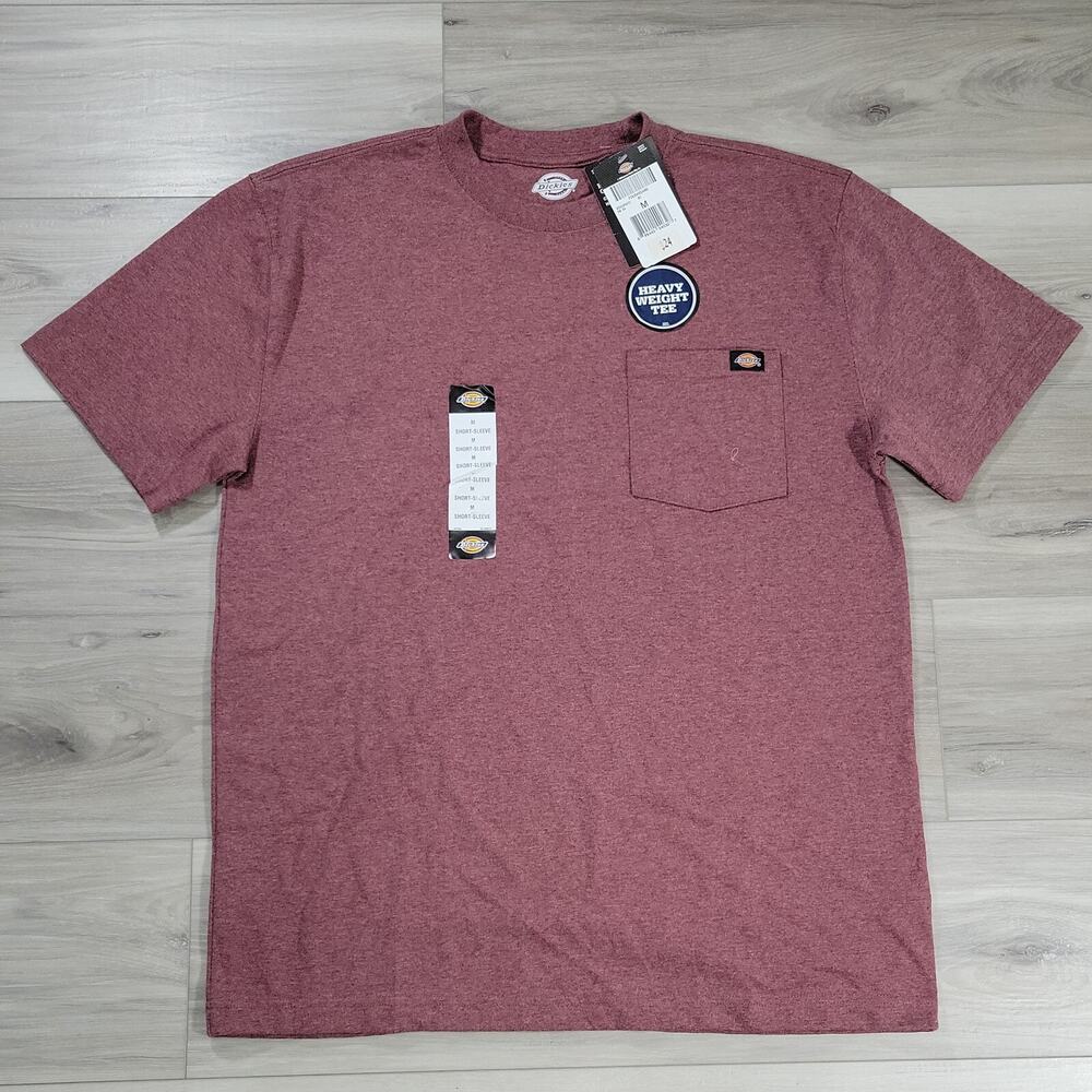 Dickies T-Shirt Men's Medium Wine Heavyweight Tee Short Sleeve New